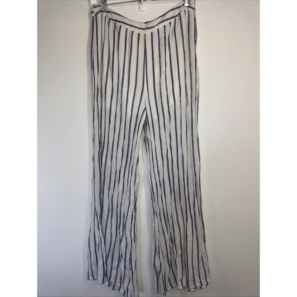 Heart Soul Stripped Flowy Long Dress Pants Women's Size Large Side Zip
